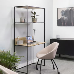 Allermuir at home crate compact desk with upstand & shelving