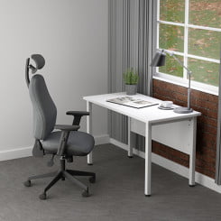 White compact office desk