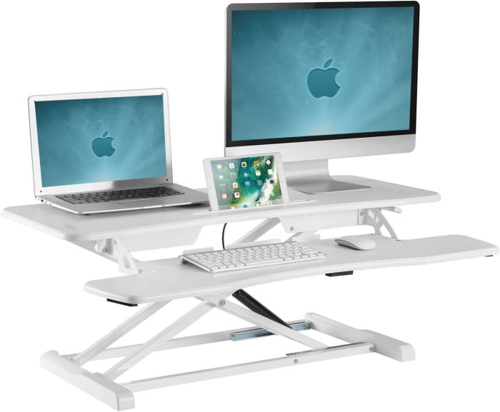 thumbnail image 2 of UNHO Adjustable Standing Desk Converter Riser - Wood Finish, Fits One Monitor Up To 20.1" 2 of 3